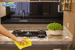 Softspun Microfiber Cleaning Cloths 1250 Gsm | Highly Absorbent, Lint & Streak Free, Multi -Purpose Wash Cloth For Kitchen, Car, Window, Stainless Steel (12 Pcs)- Yellow