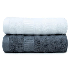 Mush Bamboo Turkish Hand Towels 250 Gsm | 100% Bamboo Gym Towel For Men & Women | Ultra Soft, Absorbent & Quick Dry Towel | Grey & White (Set Of 2)