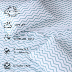 Includes 1 Flat Super King Bedsheet With 2 Pillow Covers - 108 X 108 Inches, White & Blue | Soft - Breathable & Comfortable, Machine Washable | Natural Softness & Breathability