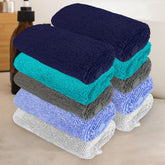 Heelium Bamboo Face Towel 1200 Gsm | Ultra Absorbent & Odour-Free 3x Softer Than Cotton Towels | Pack Of 10 -Blue, Teal, Grey, Iris & Light Grey