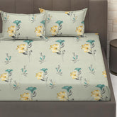 Luxurious Queen Size Bedsheet For Double Bed With 2 Pillow Cover - 90 X 90 Inches, Yellow & Green | Perfect For Daily Use, Guest Rooms | Gift For Housewarmings, Weddings
