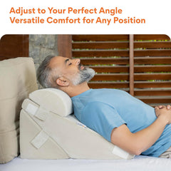 Adjustable Wedge Pillow, Memory Foam Pillow For Head, Back Support, Cream - 22 X 22 X 12 Inch | Wedge Cushion, Acid Reflux, Snoring, Gerd, Leg Elevation, Pregnancy | Comfortable Pillow