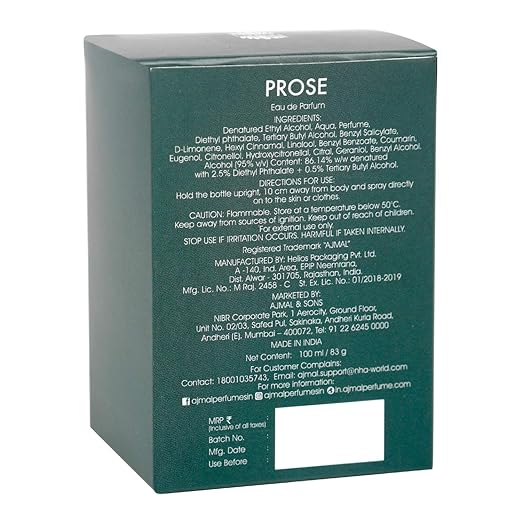 Ajmal Prose Eau De Parfum Fougere Perfume 100ml 3.4 Fl.oz. | Casual Wear For Men Ajmal Prose Eau De Parfum Fougere Perfume 100ml 3.4 Fl.oz. | Casual Wear For Men