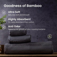 Mush Bamboo Towels Set 600 Gsm | Ultra Soft Absorbent & Antimicrobial Bath Towel, Hand Towel & Face Towel) (Navy & Grey) - 6 Piece