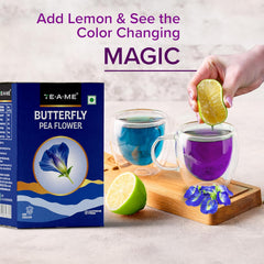 TE-A-ME Butterfly Pea Flower Tea - Pack Of 2 X 40gm, 1.4 Ounce Each | Ayurvedic Shankhpushpi Flower - Helps Relieve Stress | Caffeine Free, Biodegradable