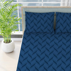 Cotton Blend Bedsheet King Size Set With 2 Pillow Covers - Size 107 X 101 Inches, Navy Blue | Light Weight & Breathable, Bedsheets Safe & Comfortable For Every Season