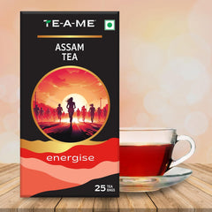 TE-A-ME Energise Assam Tea - 25 Tea Bags | Rich & Robust Flavor, Full-Bodied & Strong Tea - Premium Black Tea | Contains Caffeine, Non-GMO, Gluten Free