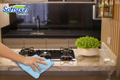 Softspun Microfiber Cloth 340gsm | Super Soft Absorbent Cleaning Towels Cleans & Polishes Everything In Your Home (Pack Of 5)- Sky Blue