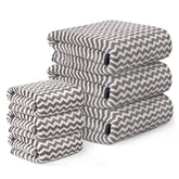Kuber Industries Cotton Bath & Hand Towels 2000 Gsm | Quick Absorbent Easily Washable For Men & Women Workout Gym Napkins For Men - Zig Zag - Grey (Pack Of 6)