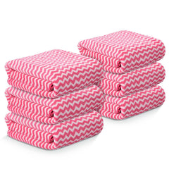 Kuber Industries Microfiber Bath Towel 2100 Gsm | Large Size Soft Quick Dry & Absorbent Shower Bath Towel (Zig Zag - Pink)- Pack Of 6