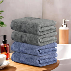 Kuber Industries Cotton Hand/Face Towels 800 Gsm | Easily Washable Workout Gym Napkins For Men (Dark Blue & Grey) - Pack Of 4