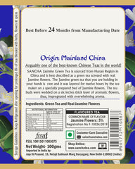 San-Cha Jasmine Green Tea - 100gm, 3.5 Ounce | Aromatic & Refreshing China's No 1 Detox Tea - Environment Friendly & Made In Corn Fiber | Low Caffeine