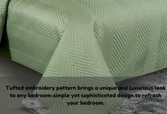 Luxurious Bedsheet For Double Bed With 2 Pillow Cover + 2 Cushion Cover - 90 X 100 Inches, Green | All Weather 5 Pcs Glace Cotton Ultrasonic TC - 280