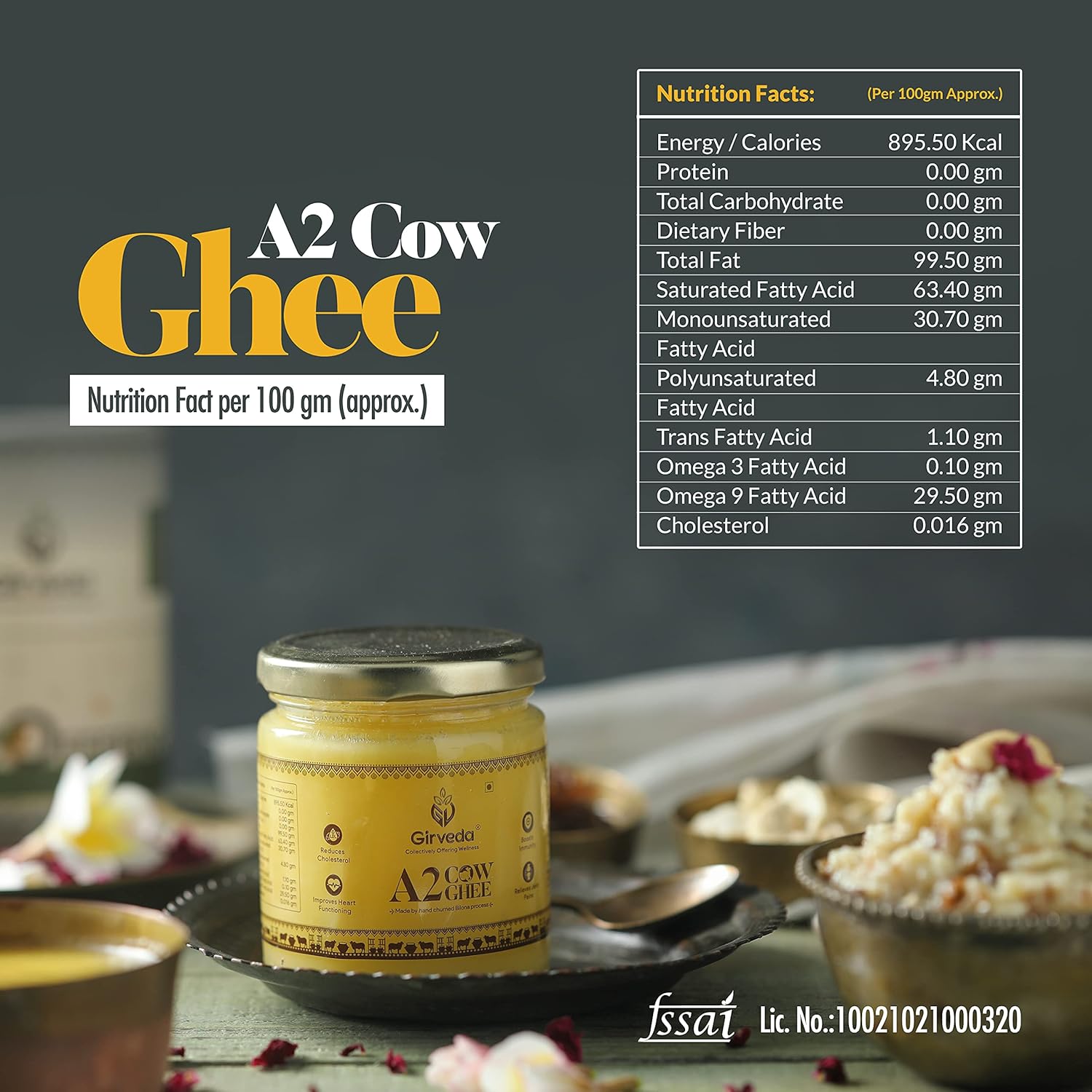Natural A2 Cow Ghee By Girveda | Natural & Healthy Gir Cow Cultured Desi Ghee Good For Heart Health | (200ml) 6.7 Ounce | Jar Pack Natural A2 Cow Ghee By Girveda | Natural & Healthy Gir Cow Cultured Desi Ghee Good For Heart Health | (200ml) 6.7 Ounce | Jar Pack