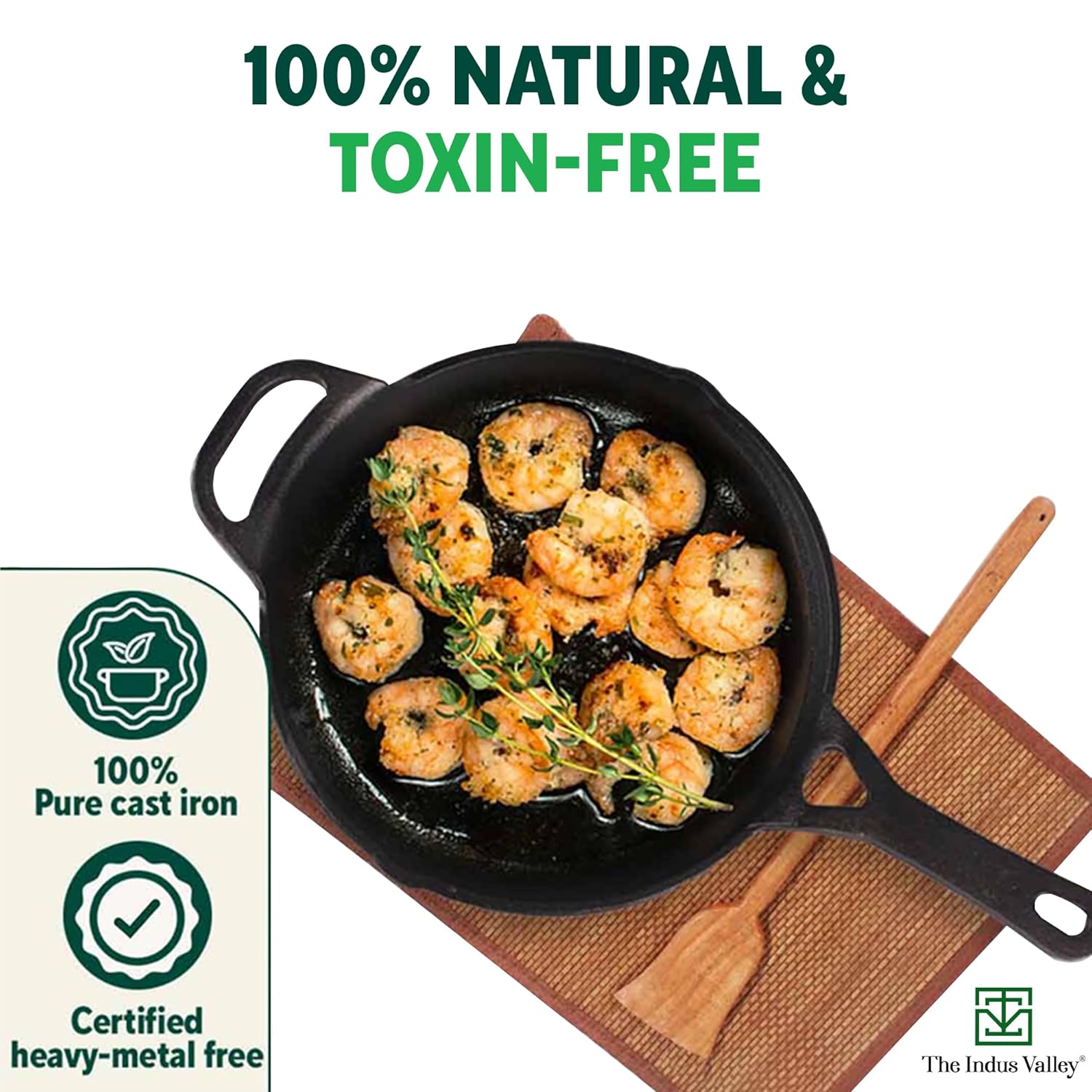 Pre-Seasoned Black Cast Iron Fry Pan Or Skillet With Long Handle - Medium 26.2cm, 10.3 Inch, 1.8 Ltr, 2.3 Kg | Induction Friendly, Nonstick Fry Pan, 100% Pure & Toxin Free, No Chemical Coating Pre-Seasoned Black Cast Iron Fry Pan Or Skillet With Long Handle - Medium 26.2cm, 10.3 Inch, 1.8 Ltr, 2.3 Kg | Induction Friendly, Nonstick Fry Pan, 100% Pure & Toxin Free, No Chemical Coating