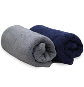 Heelium Bamboo Hand Towel 600 Gsm | Ultra Absorbent & Anti-Bacterial 3x Softer Than Cotton Towels | Pack Of 2 - Blue, Grey