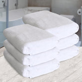 Heelium Bamboo Bath Towel Soft Super Absorbent 600 Gsm - Pack Of 6 (White)