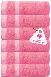 Casa Copenhagen Egyptian Cotton Solitaire Hand Towel 740 Gsm (Pink)- Pack Of 6