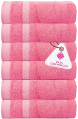 Casa Copenhagen Egyptian Cotton Solitaire Hand Towel 740 Gsm (Pink)- Pack Of 6