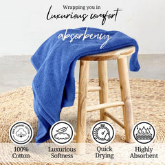 Himeya 100% Cotton Bath Towel 1400 Gsm | Bath Towel For Men & Women - Blue (3 Piece)