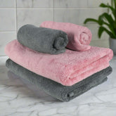 Heelium Bamboo Towel 2 Bath & 2 Hand Towel 1400 Gsm | Soft, High Absorbency & Antibacterial Towels (Peach & Grey) - Pack Of 4