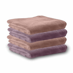 Housse Microfiber Hand Towel 800 Gsm | Premium Quality Towels Ultra Absorbent & Anti-Bacterial For Gym (Dapple Grey & Luxurious Mocha) - Pack Of 4