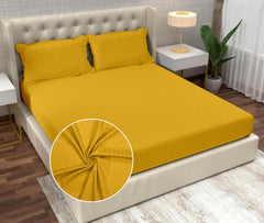 Striped Yellow Bedsheet For King Size With 2 Pillow Cover (90 X 95 Inches) | Softer & Durable For All Season | Ideal For Daily Use Home Bedsheet