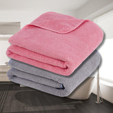 Fezora Microfiber Contler Bath Towels 700 Gsm | Large Size Bath Towel Soft & Absorbent Bath Towel For Men & Women (Peach & Grey)- Pack Of 2