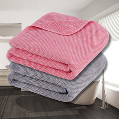 Fezora Microfiber Contler Bath Towels 700 Gsm | Large Size Bath Towel Soft & Absorbent Bath Towel For Men & Women (Peach & Grey)- Pack Of 2