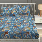 King Size Elastic Fitted Bedsheets With 2 Pillow Covers - 72 X 78 X 10 Inches, Blue | Soft Wrinkle Free & Breathable Elastic Bedsheets - Durable & Long Lasting Bedsheet
