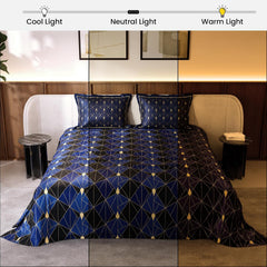 Premium Bedding Set King Size Bedsheet With 2 Pillow Covers | 90 X 108 Inches, Black & Blue | Ultimate Comfort, Breathable - Wedding Gift For Couples