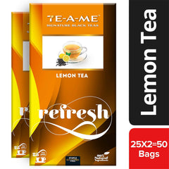 TE-A-ME Refresh Lemon Tea - Pack Of 2 X 25 Tea Bags | Rich Vitamin C & Antioxidants - Boosts Immune System | Contains Caffeine - 100% Natural Ingredients