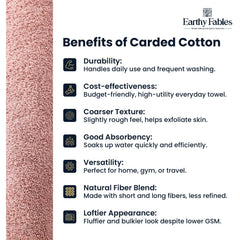 Earthy Fables Airlux Bath Towel 500 Gsm | Pure Carded Cotton, Soft, Absorbent, Quick Dry & Skin-Friendly Towel (Blush)