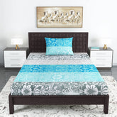 1 Single Bedsheet With 1 Pillow Cover - 57 X 87 Inches, Sky Blue & Grey | Skin Friendly Fabric For Everyday Use - Soft, Breathable & Comfortable Sleeping