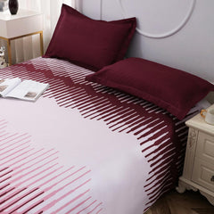 Bedsheets For Double Bed With 2 Pillow Cover - 92 X 98 Inches, Maroon & White | Satin Finish Microfiber Queen Size Bedsheet | Skin Friendly & Breathable Fabric