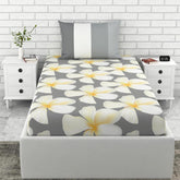 1 Single Bedsheet With 1 Pillow Cover - 54 X 84 Inches, Grey & White | Comfort Meets Everyday Styles | Traditional Ideal For All-Season Use