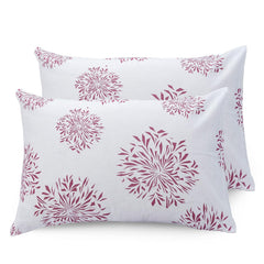 1 Single Bedsheet With 1 Pillow Cover | Durable & Long Lasting Fabric, Easy Hand & Machine Wash | Size - 55 X 88 Inches, White & Mauve