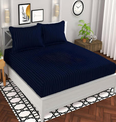 Cotton Double Bedsheet With 2 Pillow Cover - 90 X 90 Inches, Navy Blue | Suitable For All Seasons & Easy To Wash | Bedding Set For Daily Use