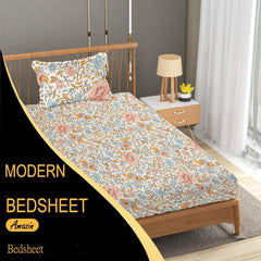Single Bedsheet With 1 Pillow Covers - 60 X 90 Inches, Multicolor | Soft Wrinkle Free Breathable Easy Care | Color Fade Resistant Bedsheet