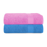 House Of Terry 100% Cotton Bath Towel 1000 Gsm | Quick Dry, Soft & Absorbent, Fade-Resistant, Skin-Friendly Large Size Towel (Baby Pink & Blue) - Pack Of 2