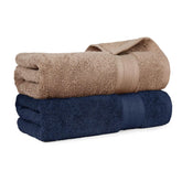 Mytrident Soft Comfort Air Rich 100% Cotton Bath Towel 1000 Gsm | Highly Absorbent Towels For Men & Women Bath Towel (Acorn & Navy) - 2 Pcs