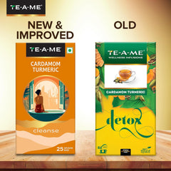 TE-A-ME Detox Cardamom Turmeric Tea - 25 Infusion Tea Bags | Herbal Tea For Weight Loss - Antioxidants & Anti-Inflammatory Properties | Caffeine Free, Biodegradable