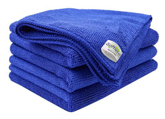 Softspun Microfiber Cloth 340 Gsm | Super Soft Absorbent Cleaning Towels Cleans & Polishes Everything In Your Home - Pack Of 4 (Blue)