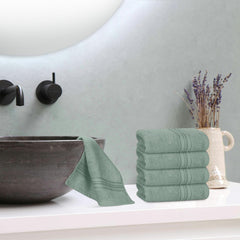 Boutiquo Ultra Soft 100% Cotton Washcloths 1800 Gsm | Contains Face Cloths Compact & Lightweight Multi Purpose Washcloths - Jade (12 Piece)