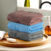 Kuber Industries Pack Of 3 Cotton Hand/Face Towels For Men & Women | Easily Washable | Workout Gym Napkins For Men | Pocket Towel | Grey-Sky Blue & Brown