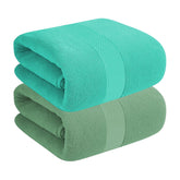 House Of Terry 100% Cotton Bath Towel 900 Gsm | Quick Dry, Soft & Absorbent, Fade-Resistant, Skin-Friendly For Men & Women Towel (Turquish & Green) - Pack Of 2