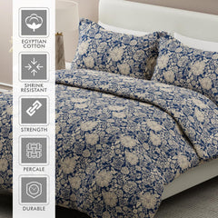 100% Cotton Bedsheet Set For Double Bed - 108 X 108 Inches, Blue | 1 Double Bed Sheet & 2 Pillow Covers - Gift For Weddings Or Birthdays King Size