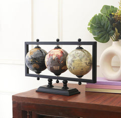 Globe For Office Table Rotating World Map For Kids Room Office Decor, 4 - Inch Diameter Globes With Black Metal Stand For Study Table (Black Rectangle Frame) Pack Of 1