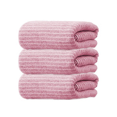 Black Gold The Finer Touch Microfiber Striped Hand Towel 600 Gsm | Soft & Quick Dry, Lightweight & Absorbent Face Towel (Pink) - Pack Of 3