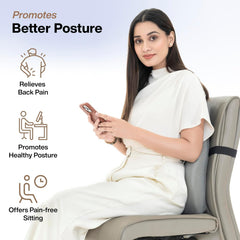Gel Memory Foam Pillow Car Seat Back Support, For Back Pain Relief, Mesh Grey, Large Size | Orthopedic Lumbar Back Rest For Pain Relief - Back Pillow For Sitting | Adjustable Pillow
